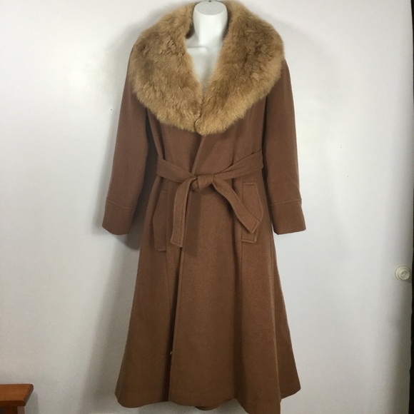Vintage Jackets & Blazers - Vintage Unbranded Fur Collar Full Length Coat